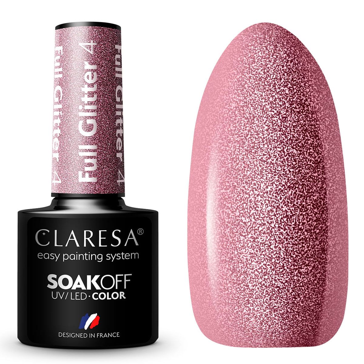 Claresa Claresa UV LED GELLAK 5ML Full Glitter 4 cool Pink