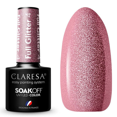 Claresa Claresa UV LED GELLAK 5ML Full Glitter 4 cool Pink