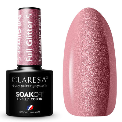 Claresa UV Led Gellak 5ml Full Glitter 5 warmes Rosa