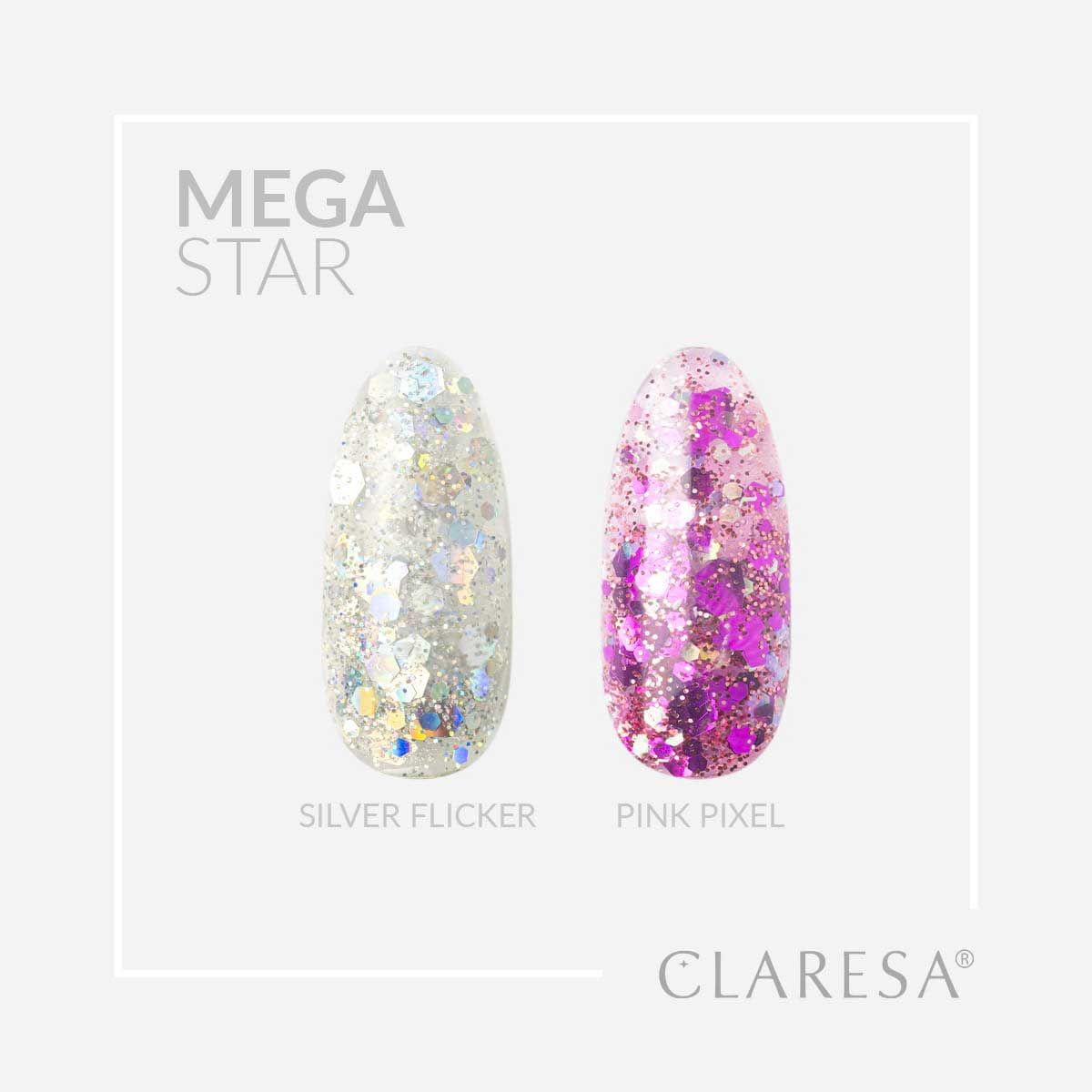 Claresa Claresa Megastar Silver Flacker UV LED Art Gel 10gr.
