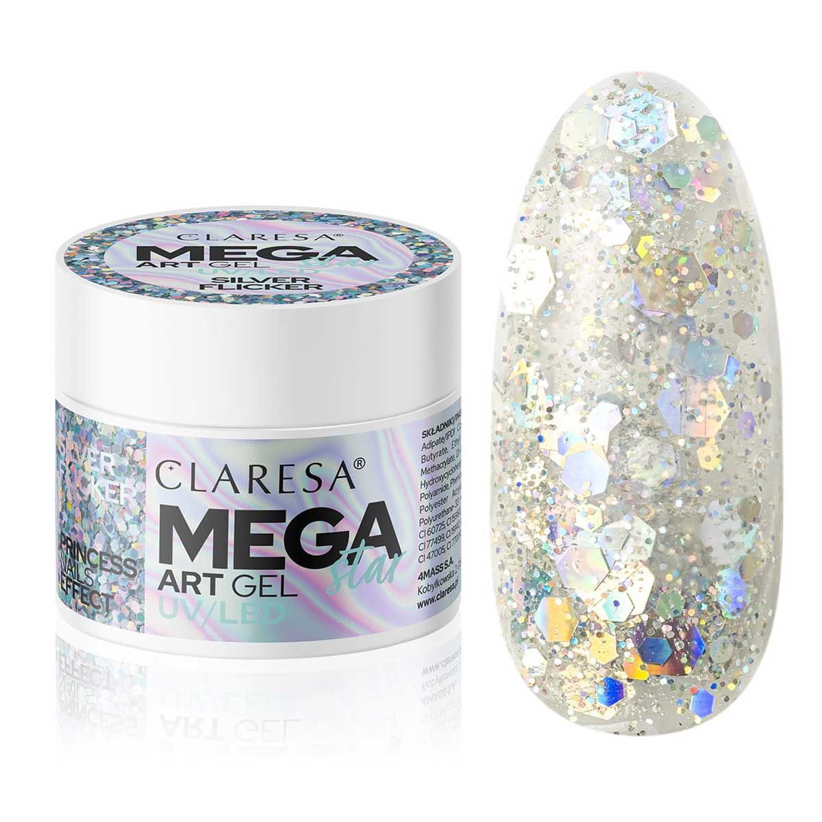 Claresa Claresa Megastar Silver Flacker UV LED Art Gel 10gr.