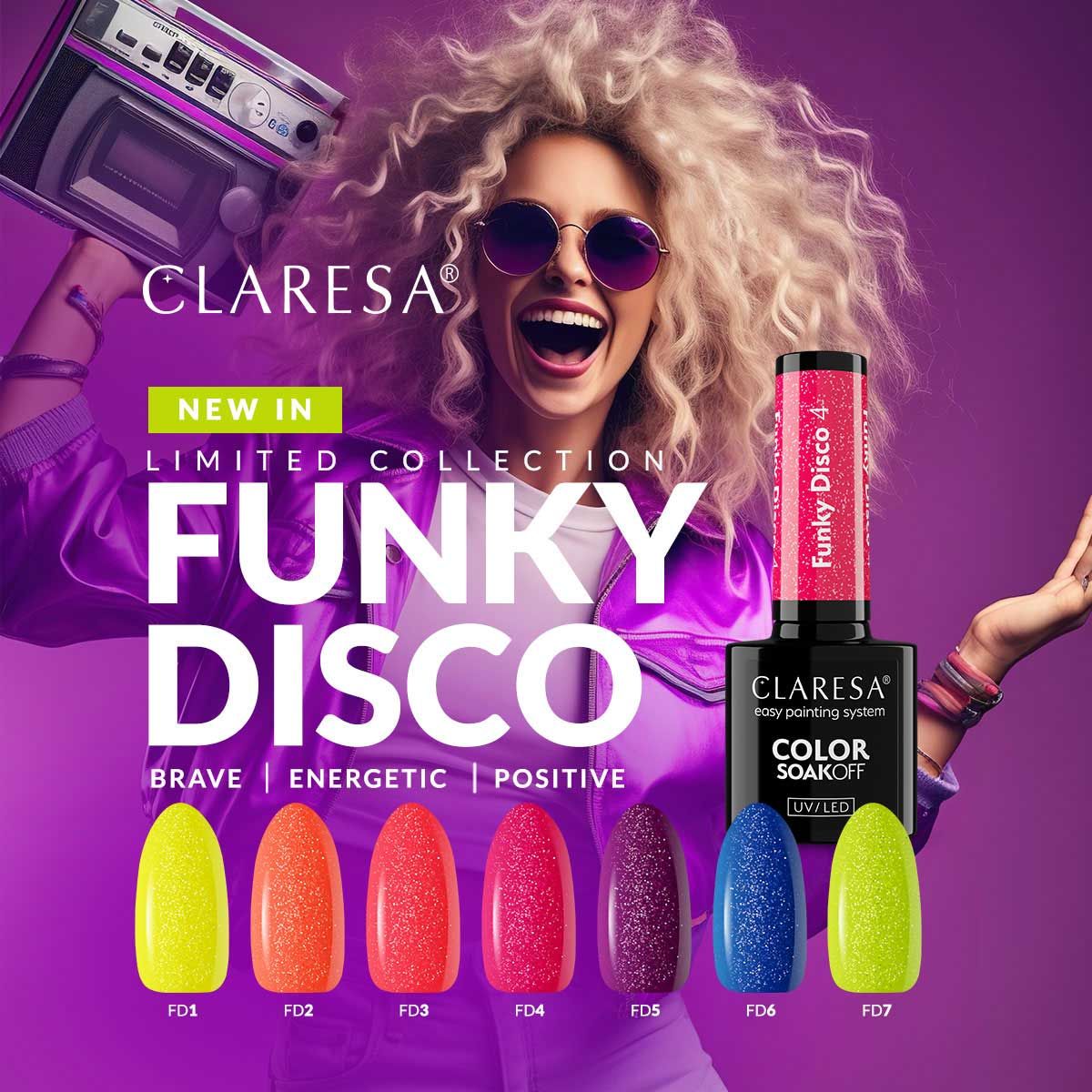 Claresa Claresa UV LED GELLAK 5ML FUNKY Disco 7 Lime Light