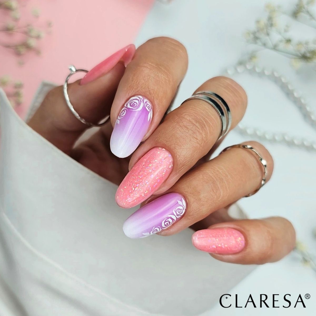 Claresa Pinsel Easy Gel Glitter Pfirsich 5ml