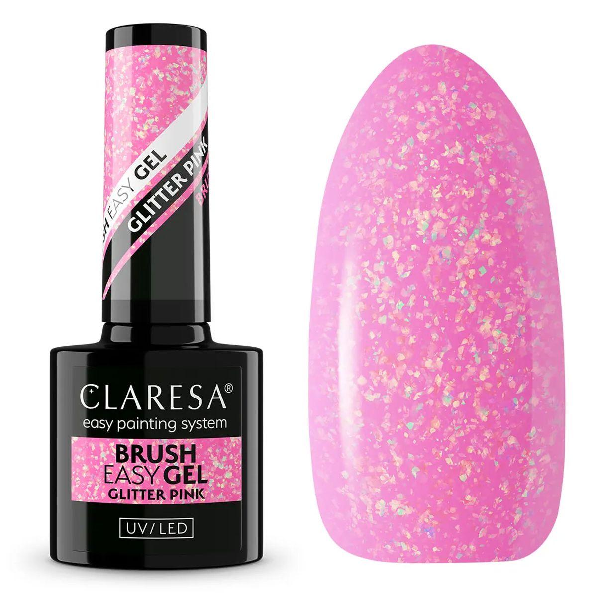 Claresa Pinsel Easy Gel Glitter Pink 5ml