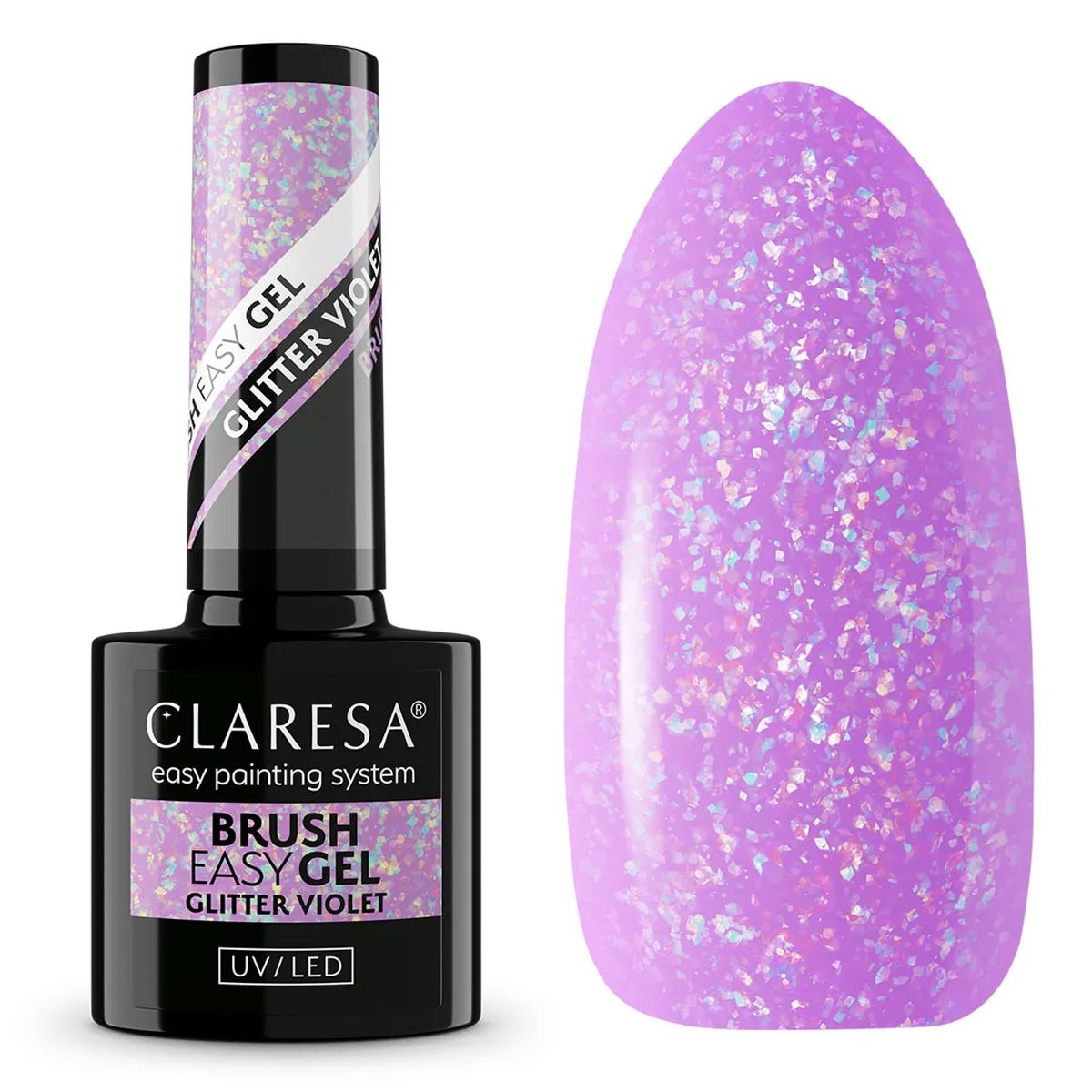 Claresa Pinsel Easy Gel Glitter Violet 5ml