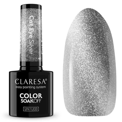 Claresa UV-LED-Gel-Nagellack, 5 ml, Katzenaugen-Silber
