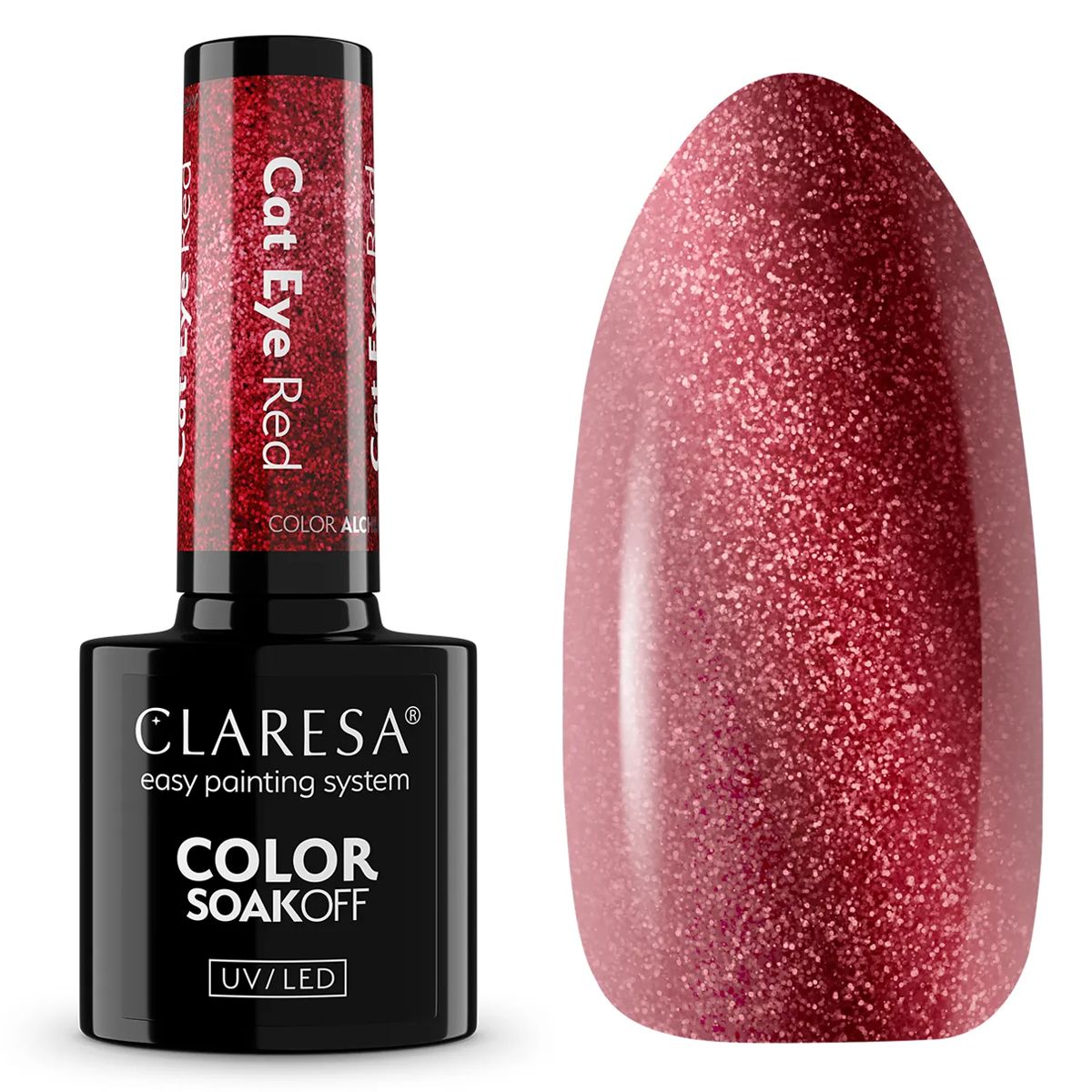 Claresa UV-LED-Gel-Nagellack, 5 ml, Farbalchemie – Katzenaugenrot