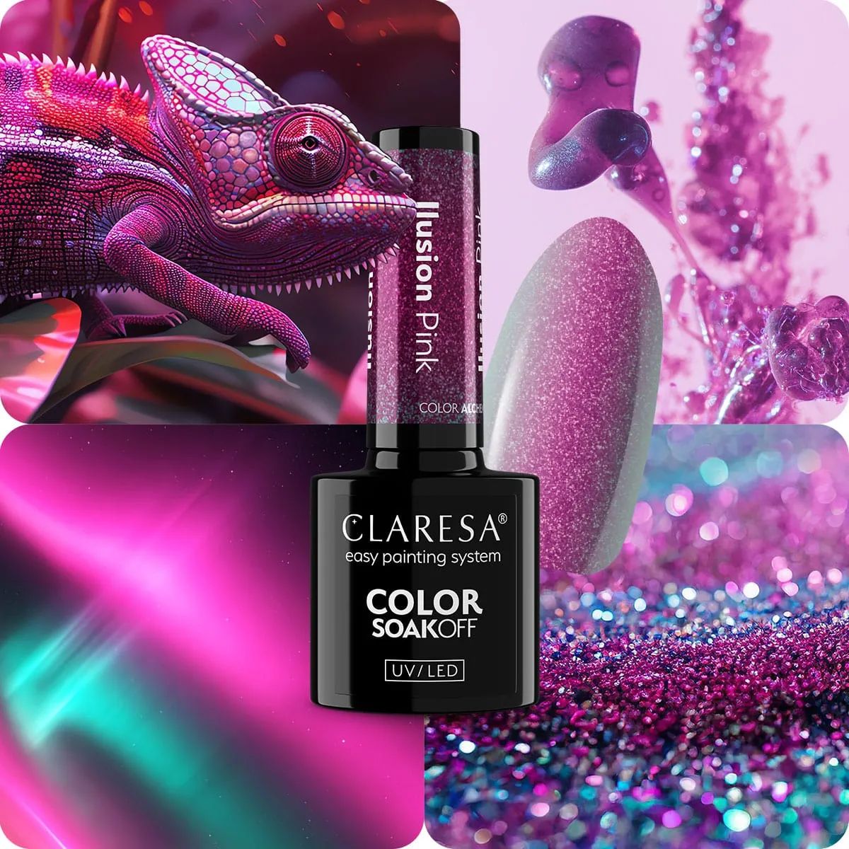 Claresa UV-LED-Gel-Nagellack, 5 ml, Farbe Alchemie – Illusionsrosa