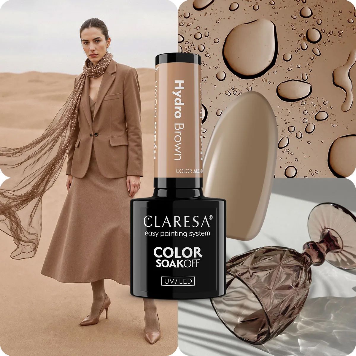Claresa UV-LED-Gel-Nagellack, 5 ml, Farbalchemie – Hydrobraun