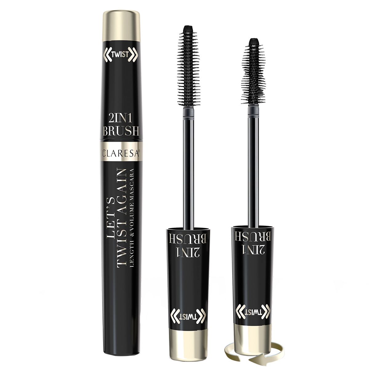 Claresa Let's Twist Again 2-in-1-Längen-Volumen-Mascara in Schwarz