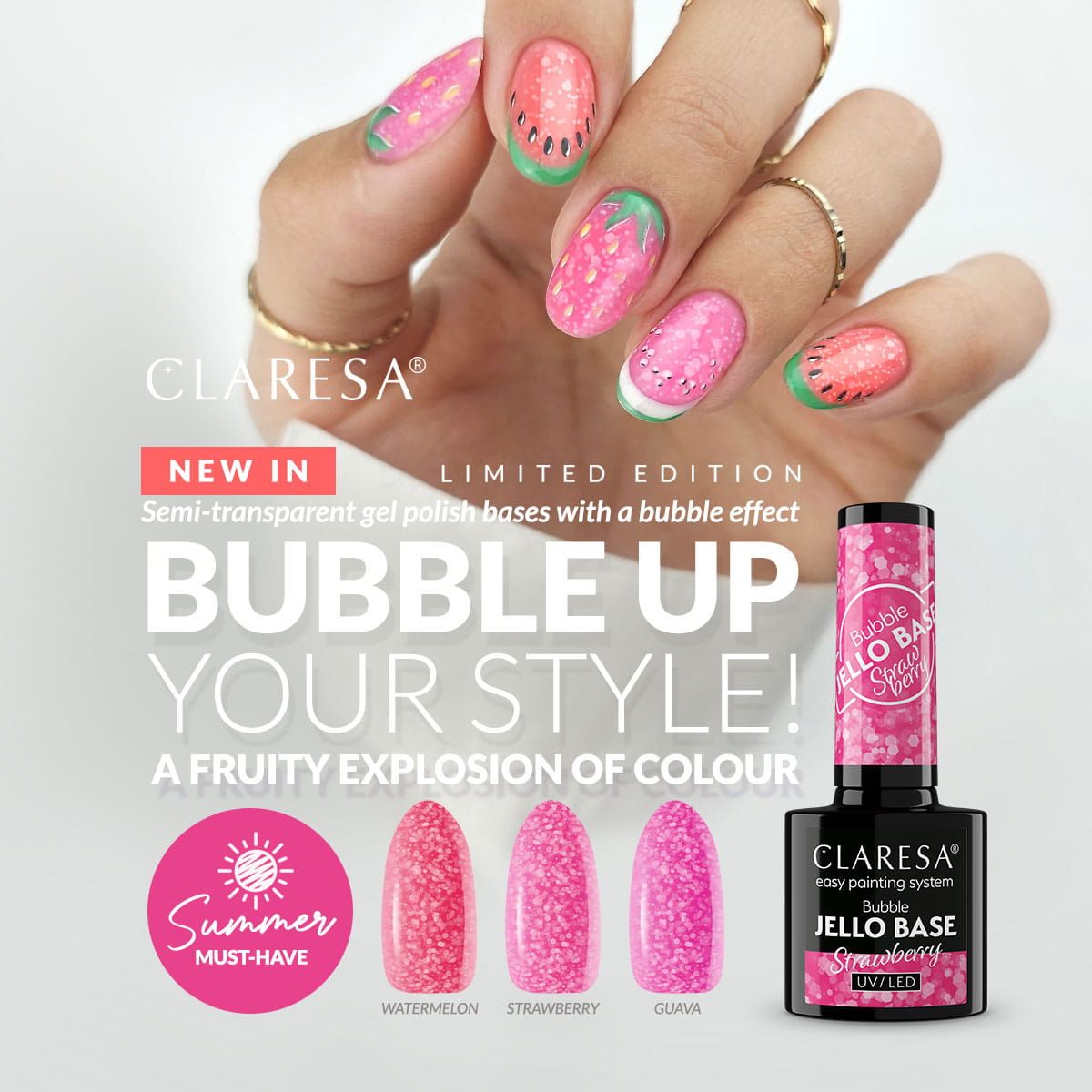Claresa Bubble Jello Basislack Wassermelone 5 ml