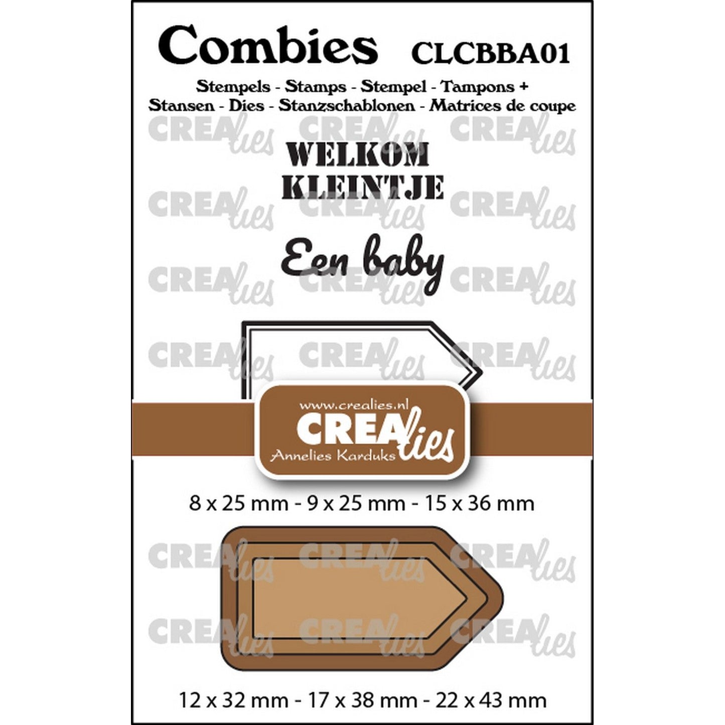 Crealies • Combiies Stempelset Baby 01: 2 Texte + 1 Etikettenetikett