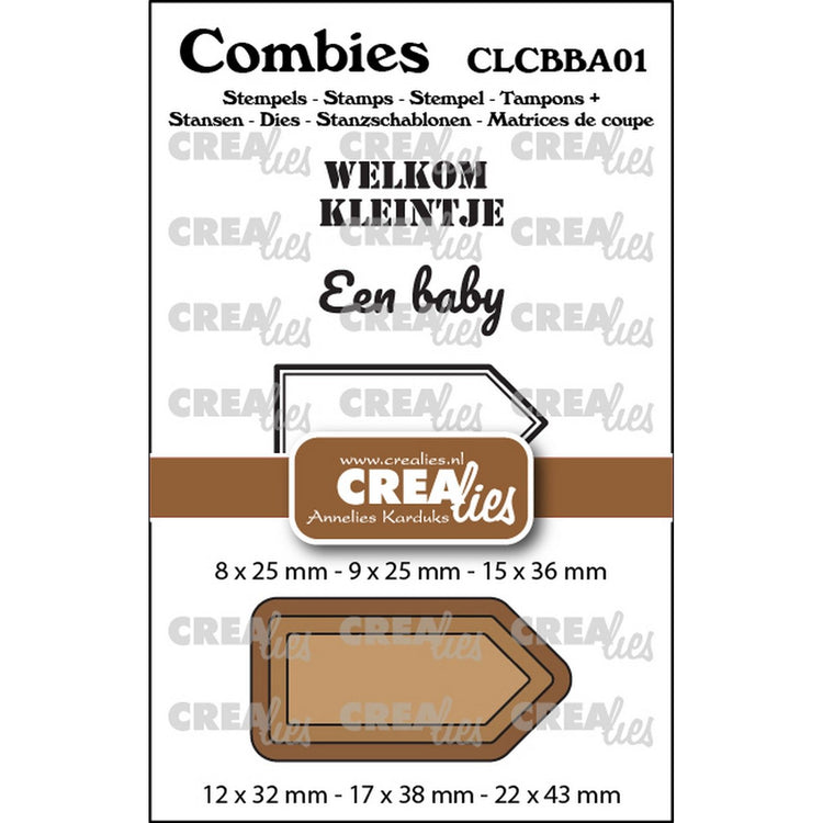 Crealies • Combiies Stempelset Baby 01: 2 Texte + 1 Etikettenetikett