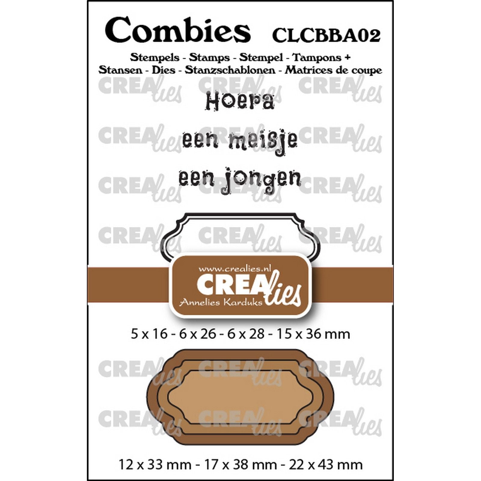 Crealies • Combiies Stempelset Baby 02: 2 Texte + 1 Etikettenetikett