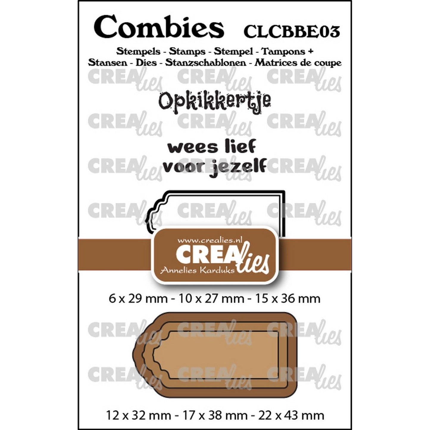 Crealies • Combiies-Stempelset Gute Besserung 03: 2 Texte + 1 Tag-Etikett
