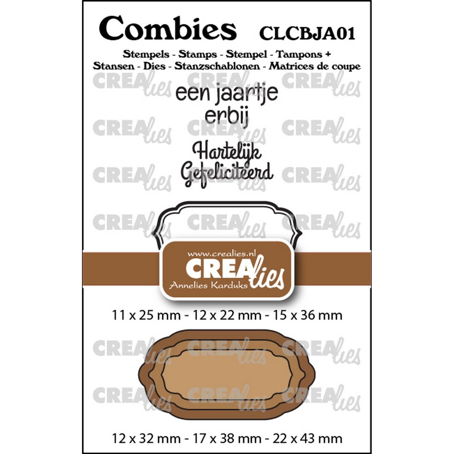 Crealies • Combiies Stempelset Geburtstag 01: 2 Texte + 1 Tag-Etikett