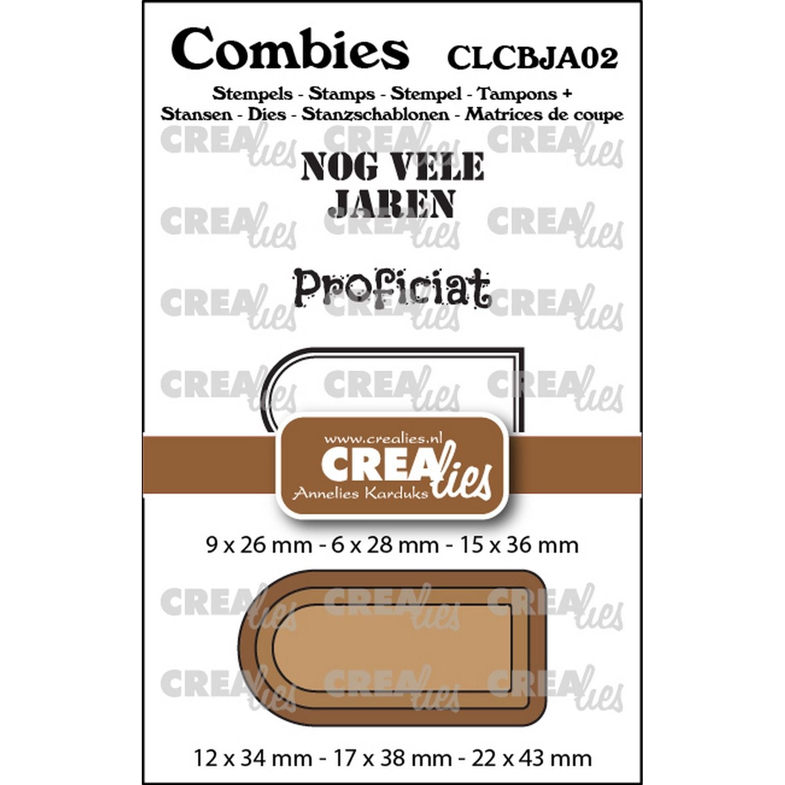 Crealies • Combiies Stempelset Geburtstag 02: 2 Texte + 1 Tag-Etikett