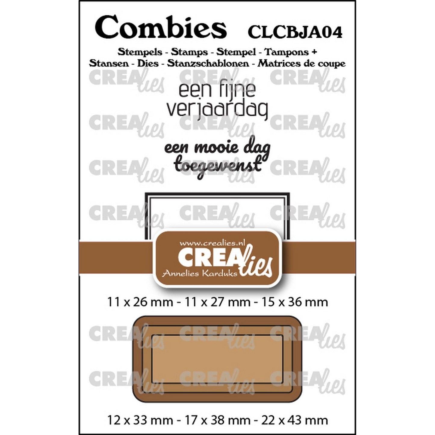Crealies • Combiies Stempelset Geburtstag 04: 2 Texte + 1 Tag-Etikett