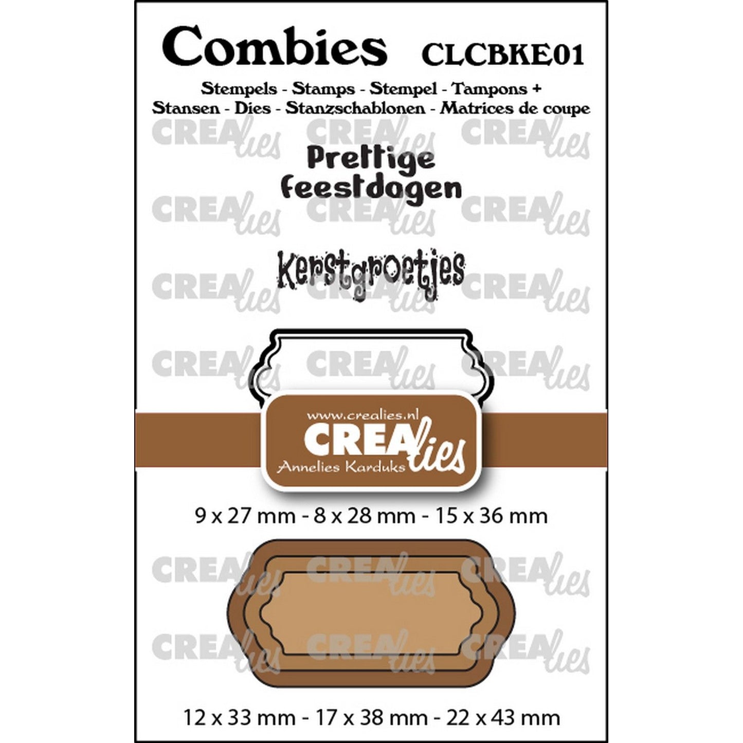 Crealies • Combiies Stempelset Weihnachten 01: 2 Texte + 1 Tag-Etikett