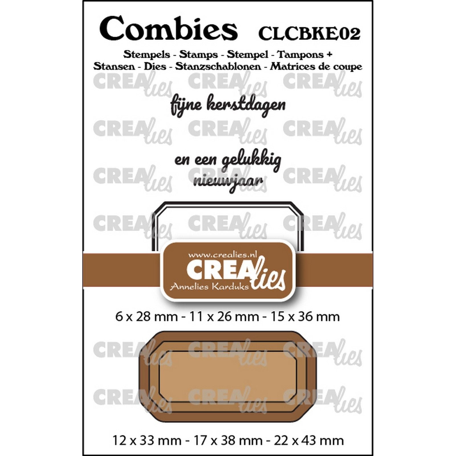 Crealies • Combiies Stempelset Weihnachten 02: 2 Texte + 1 Tag-Etikett