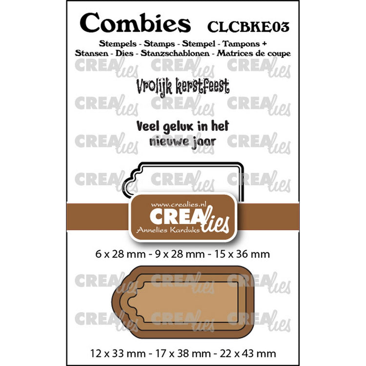 Crealies • Combiies Stempelset Weihnachten 03: 2 Texte + 1 Tag-Etikett