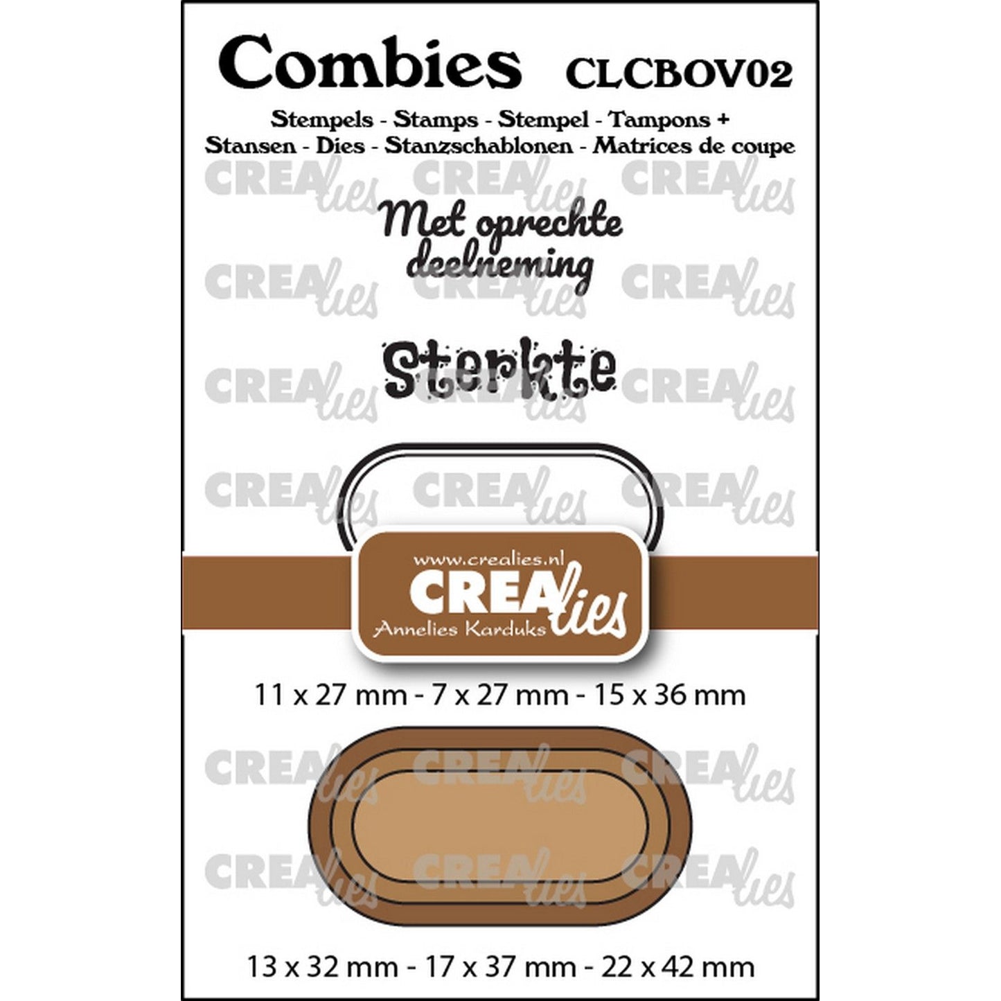 Crealies • Combiies Stempelset Tod 02: 2 Texte + 1 Tag-Etikett