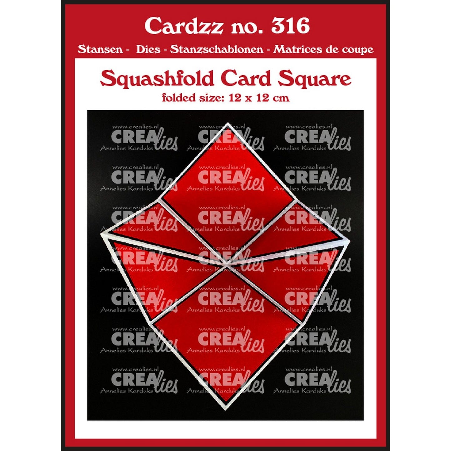 Crealies • Cardzz Squash-Faltkarte, quadratisch, 12 cm