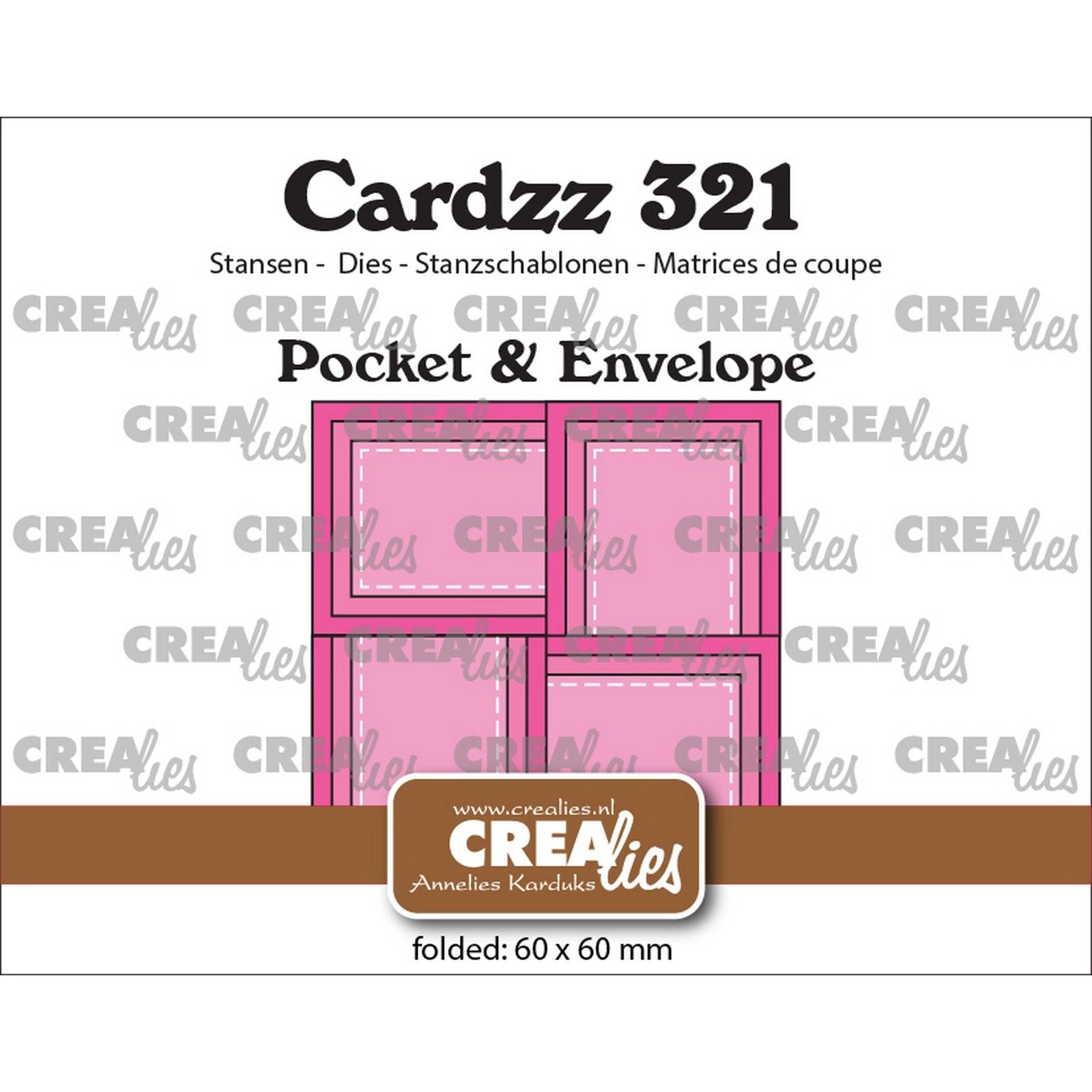 Crealies • Cardzz-Taschenumschlag mit 4 rechteckigen Klappen 6 x 6 cm