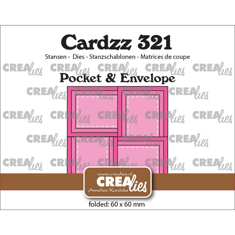 Crealies • Cardzz-Taschenumschlag mit 4 rechteckigen Klappen 6 x 6 cm