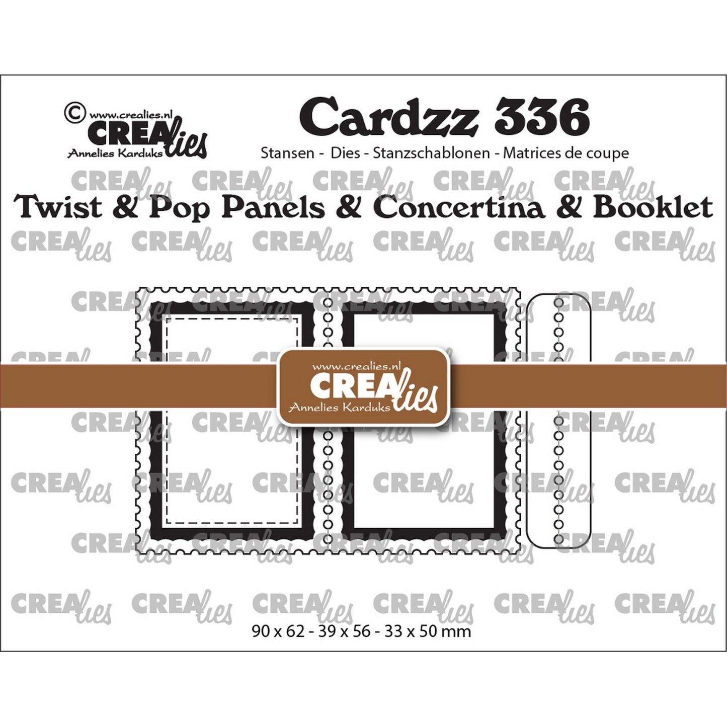 Crealies • Cardzz Twist Pop B7-Panels, Leporello-Mini-Buchstempel