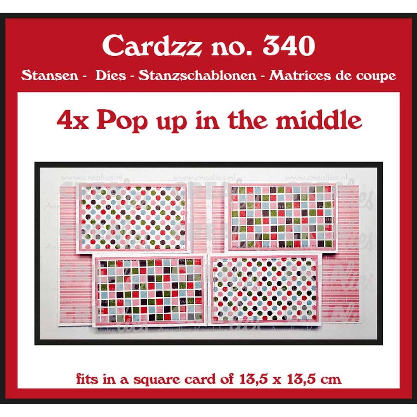Crealies • Cardzz-Stanzform 4x Pop-Up in der Mitte