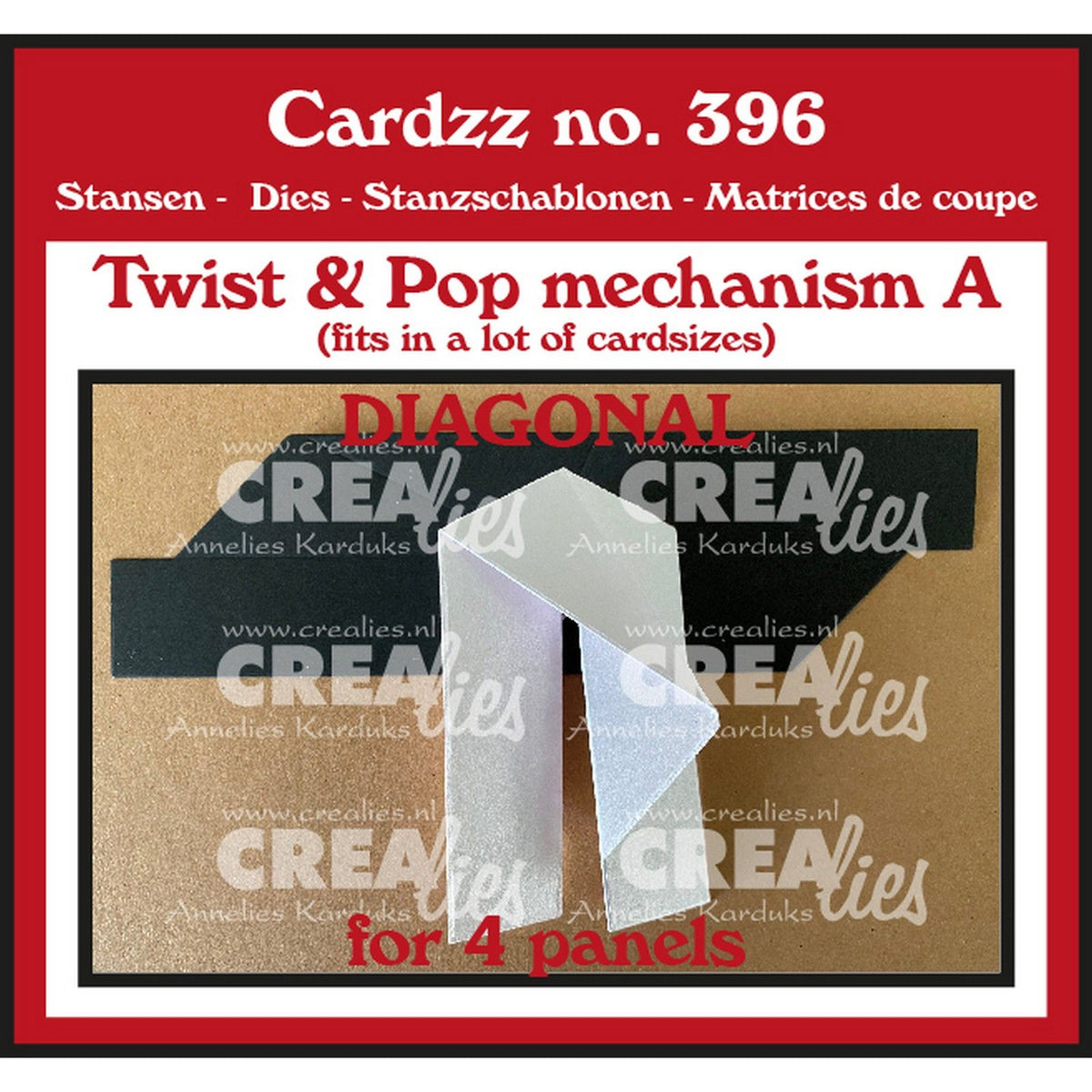 Crealies • Stanzschablone „Twist Pop“, diagonal für 4 Platten