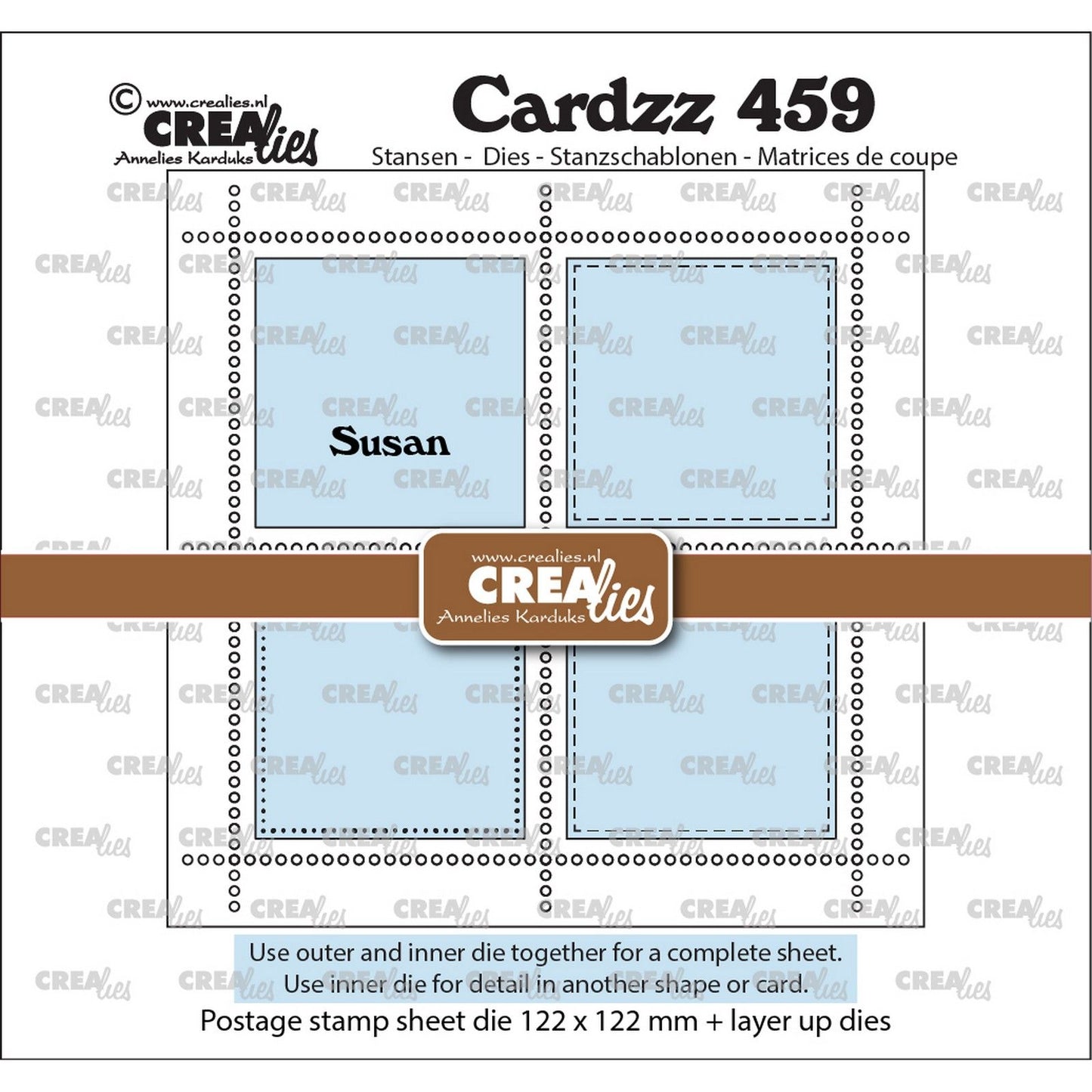 Crealies • Quadratischer Susan-Stempelbogen mit 4 Quadraten