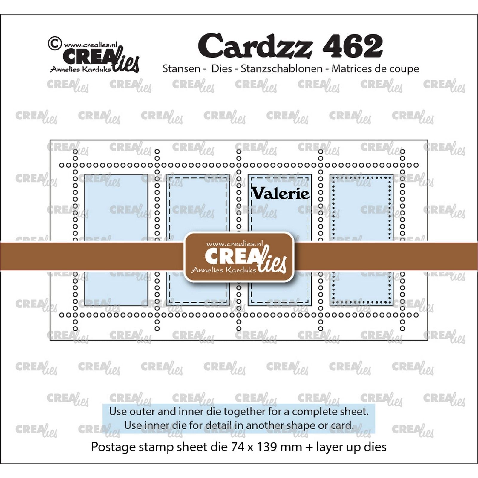 Crealies • Cardzz Stanzbogen Mini Slimline Valerie mit 4 vertikalen Rechtecken