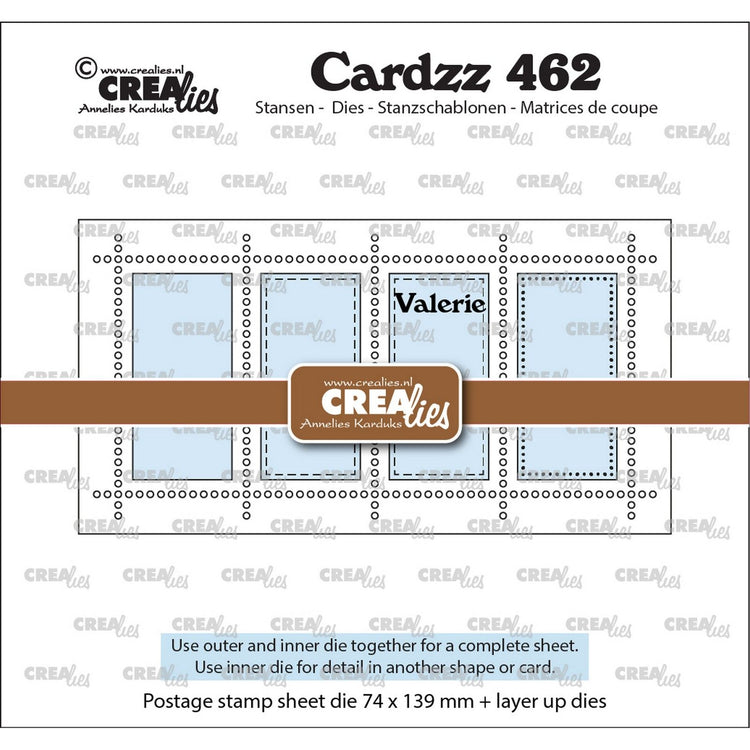 Crealies • Cardzz Stanzbogen Mini Slimline Valerie mit 4 vertikalen Rechtecken