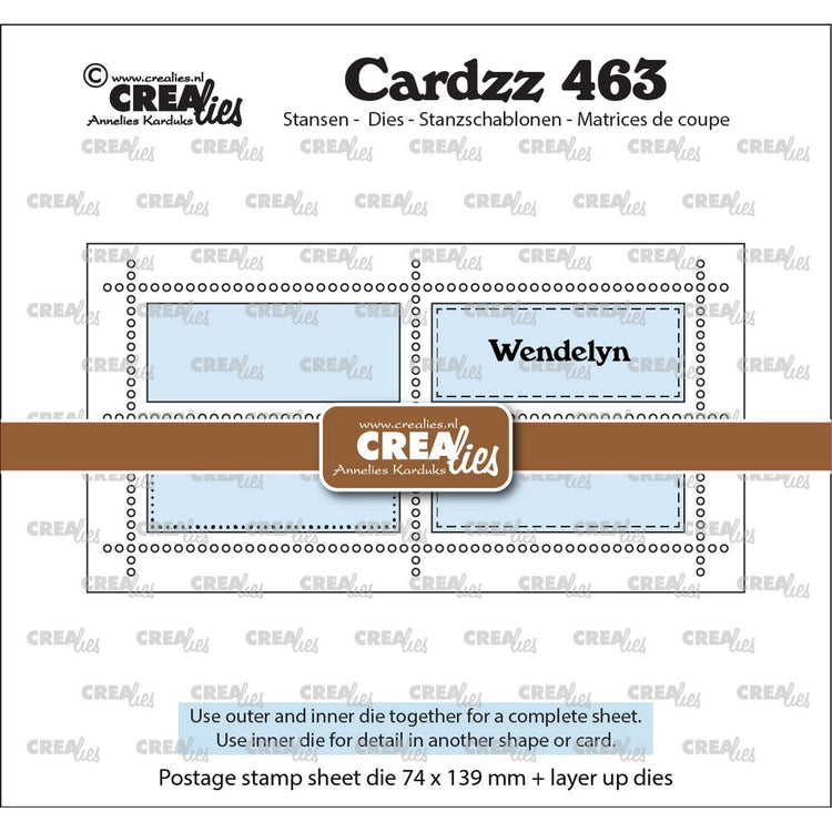 Crealies • Cardzz Die Mini-Slimline-Stempelbogen Wendelyn mit 4 horizontalen Rechtecken