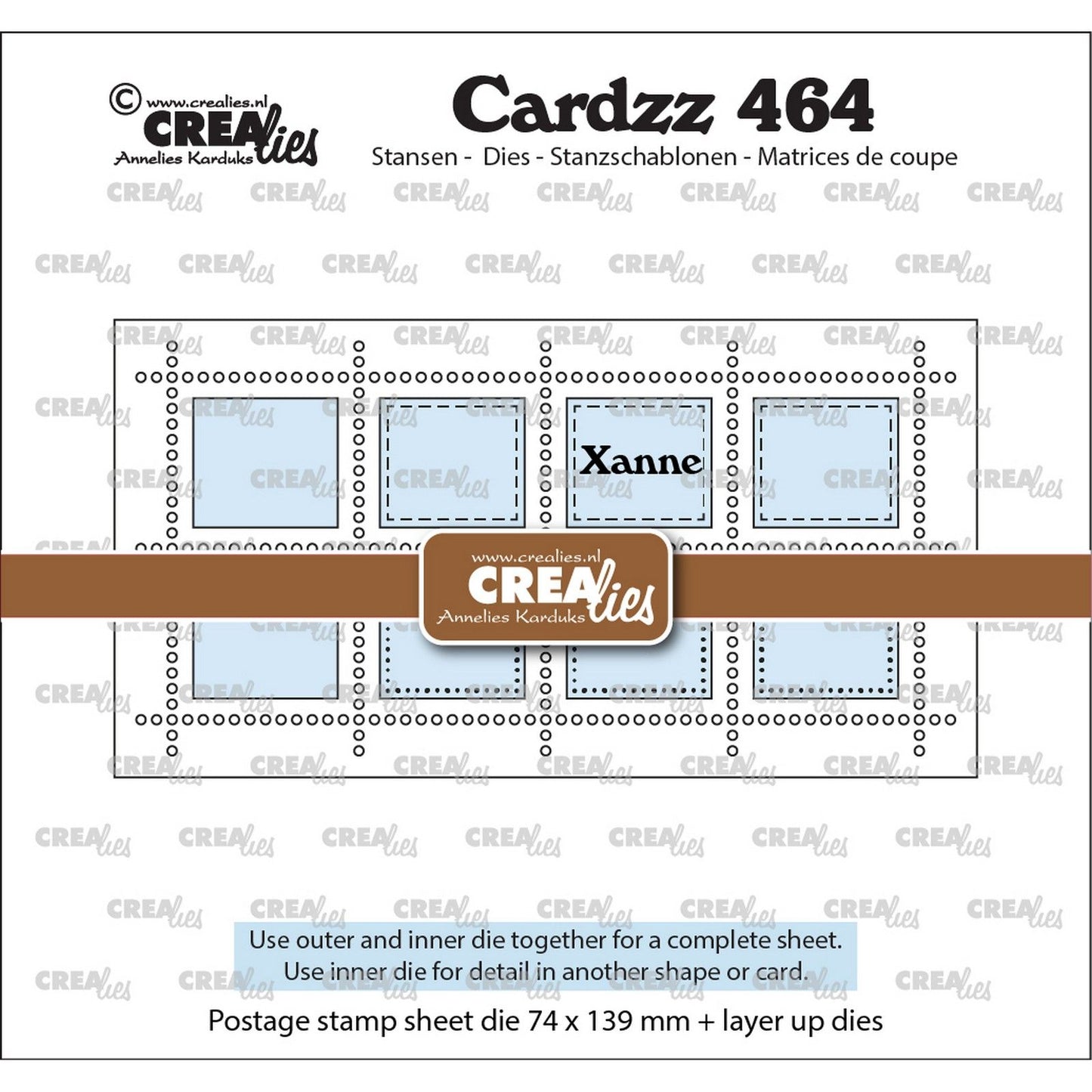Crealies • Cardzz Die Mini Slimline Stempelbogen Xanne mit 8 Rechtecken