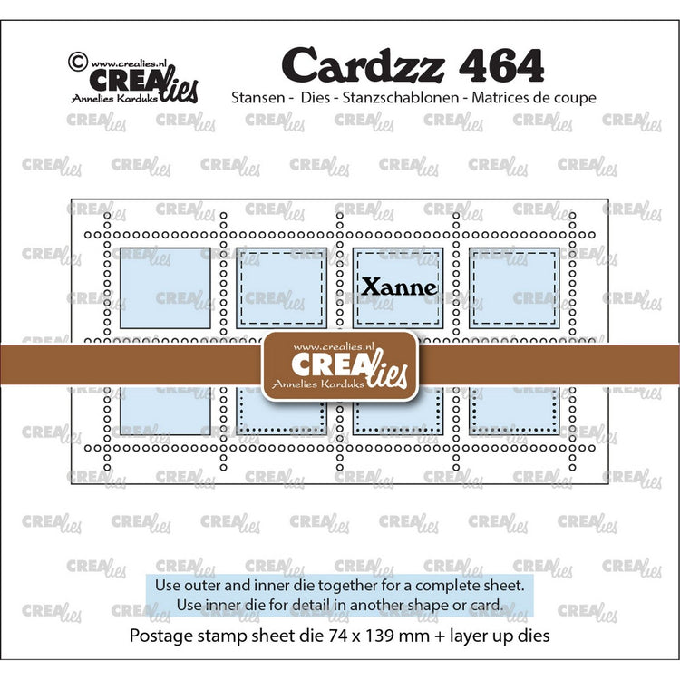 Crealies • Cardzz Die Mini Slimline Stempelbogen Xanne mit 8 Rechtecken