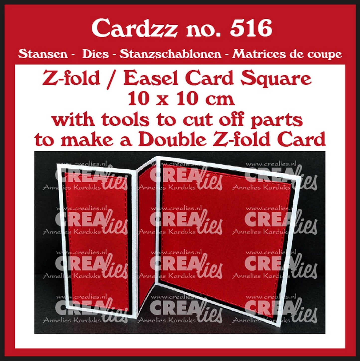 Crealies • Cardzz (doppelt) Staffeleikarte mit Z-Faltung, 10 x 10 cm