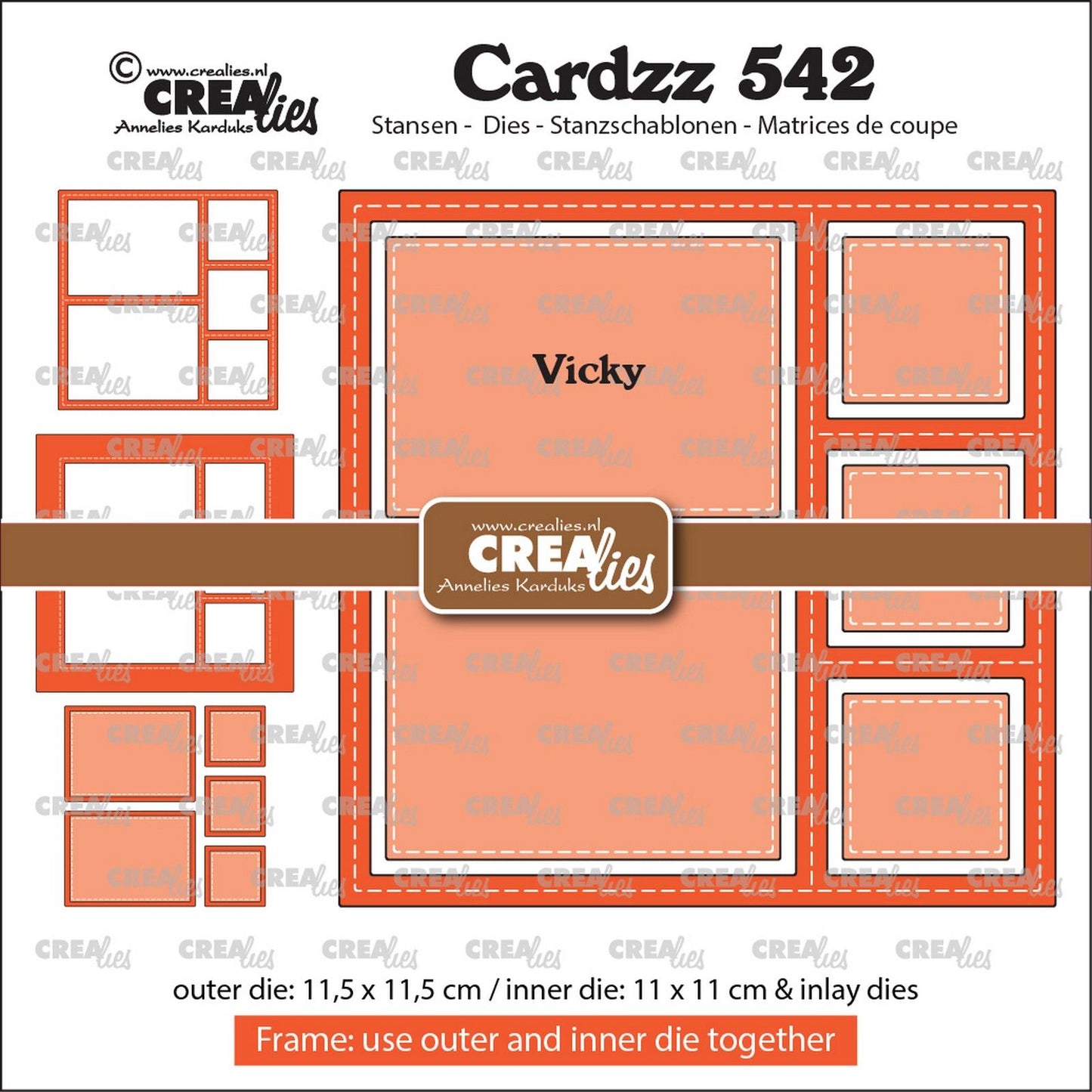 Crealies • Cardzz-Rahmeneinlagen Vicky (3 Quadrate und 2 Rechtecke)