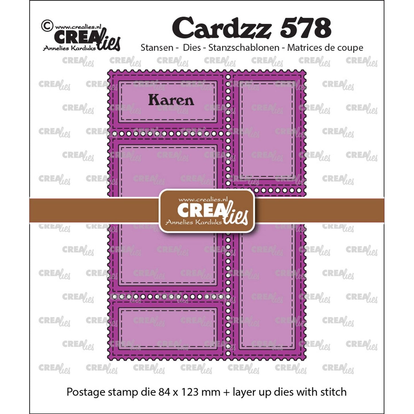 Crealies • Cardzz-Schneidevorlage, Briefmarkenrahmen, Karen