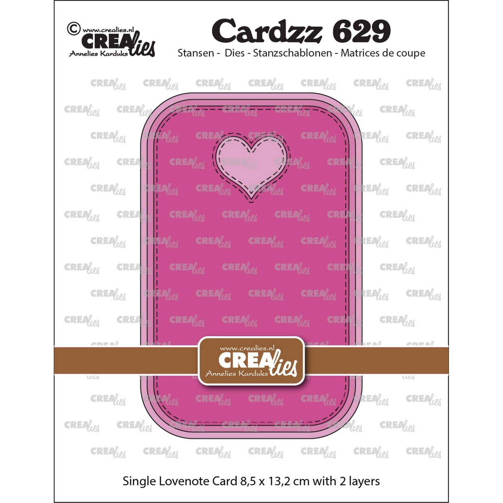 Crealies • Cardzz gestanzte Einzelkarte Lovenote