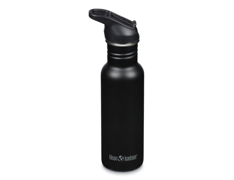 KLEAN Kanteen -Trinkflasche - Klassiker schmal - Sportkappe mit Flip - Schwarz - 532 ml