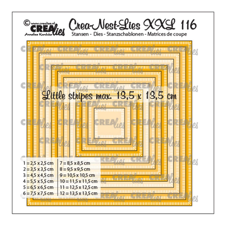 Crealies • Crea-Nest-Lies XXL-Schnittschablone Quadrate mit kleinen Streifen