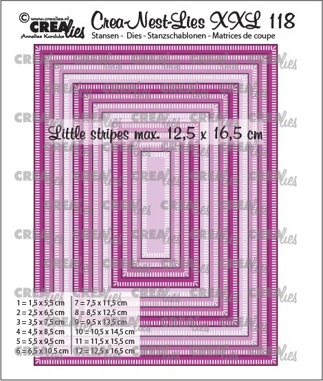 Crealies • Crea-Nest-Lies XXL-Schnittschablone Rechtecke mit kleinen Streifen