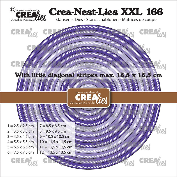 Crealies • crea-nest-lies xxl Stanzformen Kreise mit kleinen diagonalen Linien