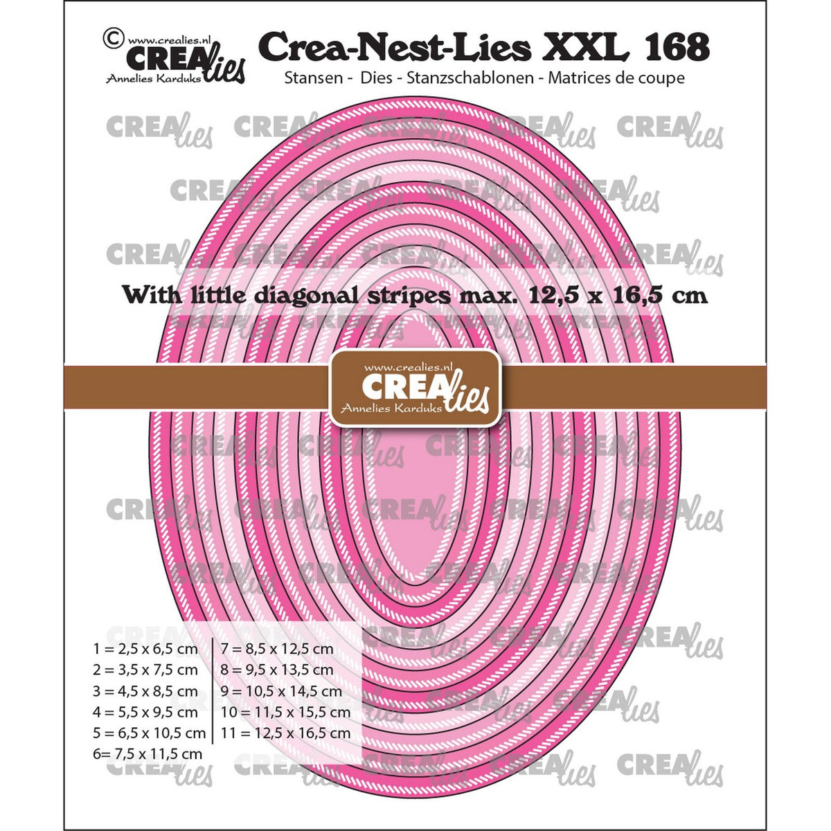 Crealies • crea-nest-lies xxl Schneideformen Ovale mit kleinen diagonalen Streifen