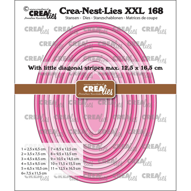 Crealies • crea-nest-lies xxl Schneideformen Ovale mit kleinen diagonalen Streifen