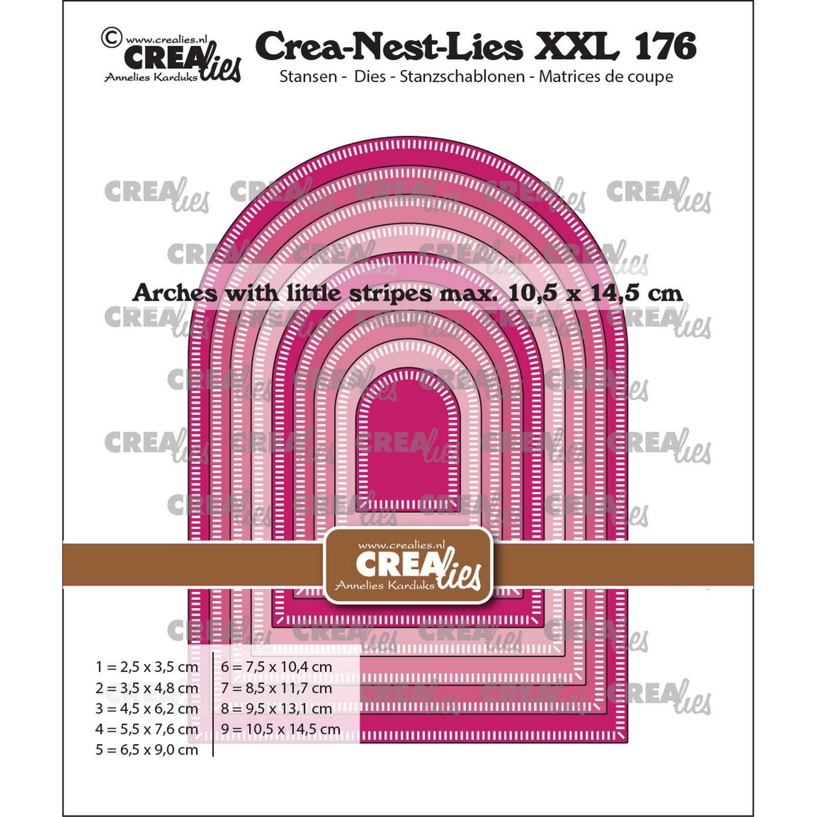 Crealies • crea-nest-lies xxl Stanzformen Bögen mit kleinen Streifen
