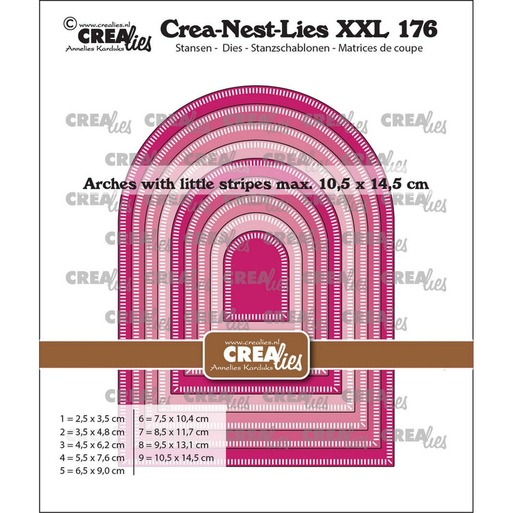 Crealies • crea-nest-lies xxl Stanzformen Bögen mit kleinen Streifen